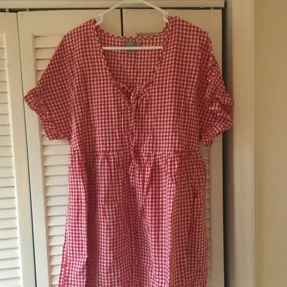 asos red gingham dress ASOS Design - Ruched Front Mini Day Dress - Women - Cotton/Spandex - 12 US